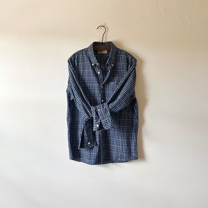 Hollister Blue and White Gingham Checked Long Sleeve Shirt Button Down L Cotton